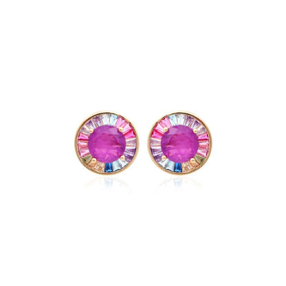 Amethyst Fusion Round Earrings