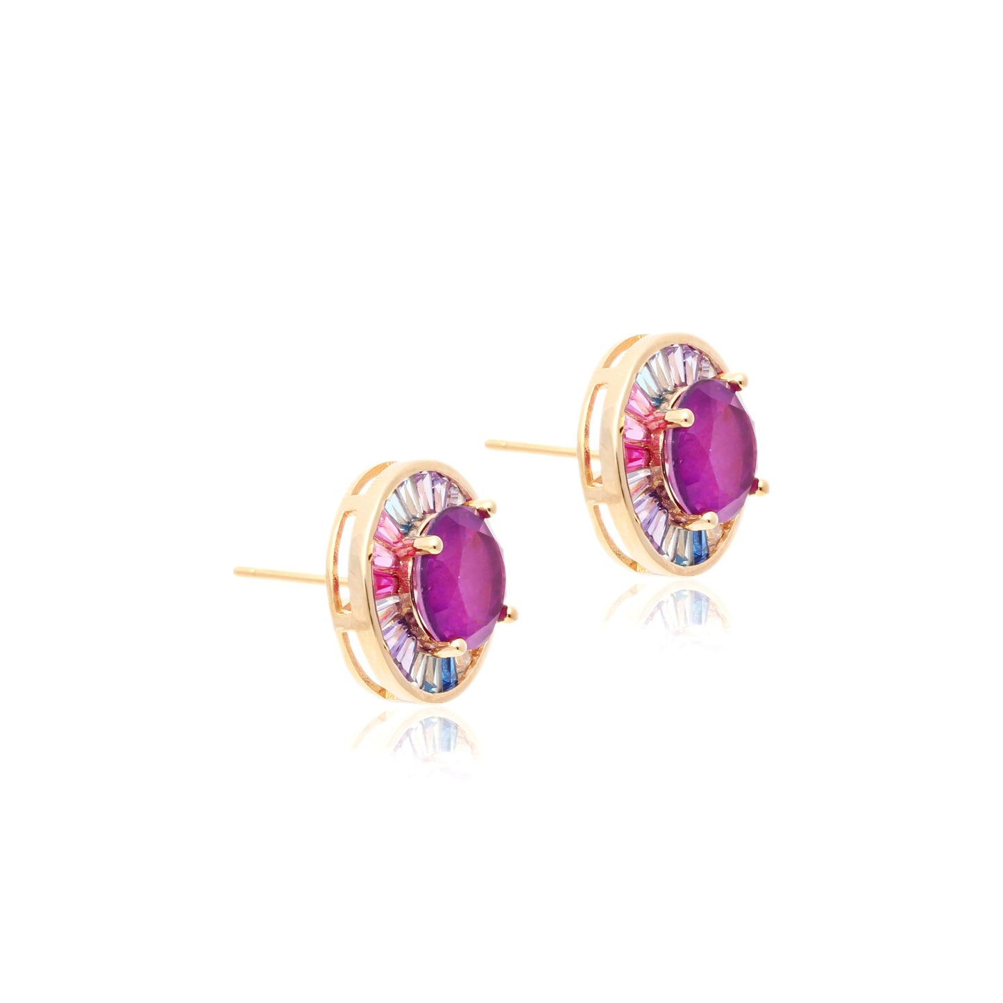 Amethyst Fusion Round Earrings