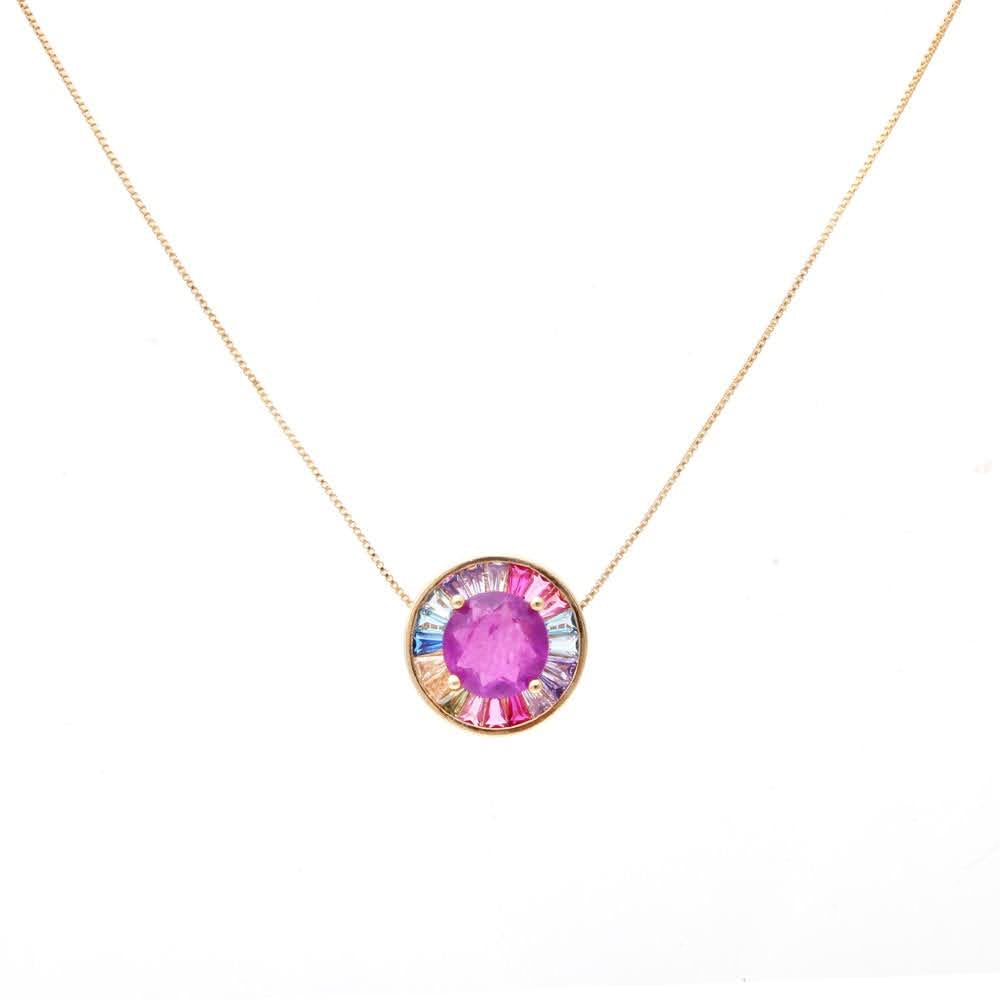 Amethyst Fusion Round Necklace