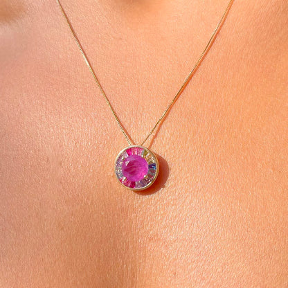 Amethyst Fusion Round Necklace