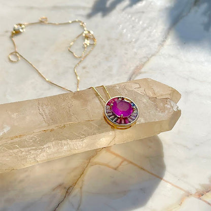 Amethyst Fusion Round Necklace