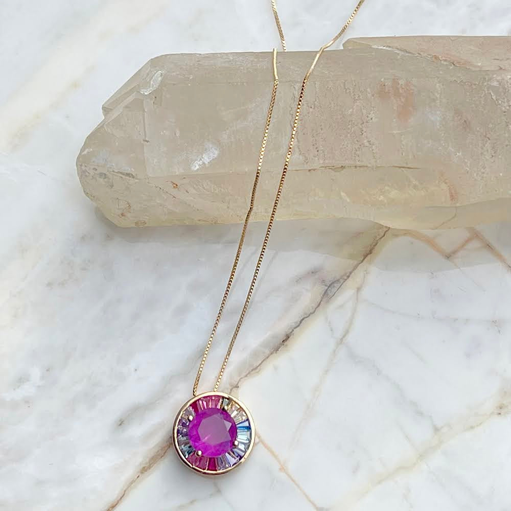 Amethyst Fusion Round Necklace