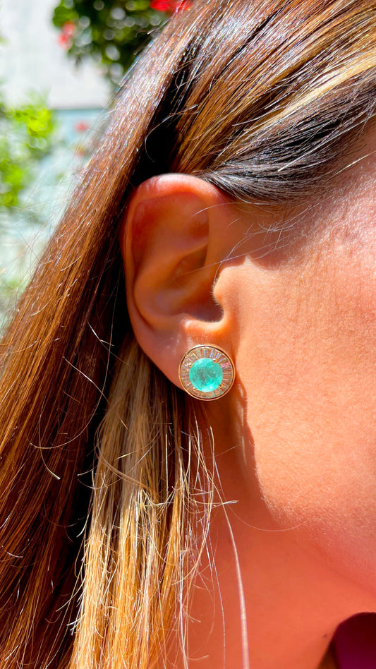 Round Earrings with Tourmaline Fusion