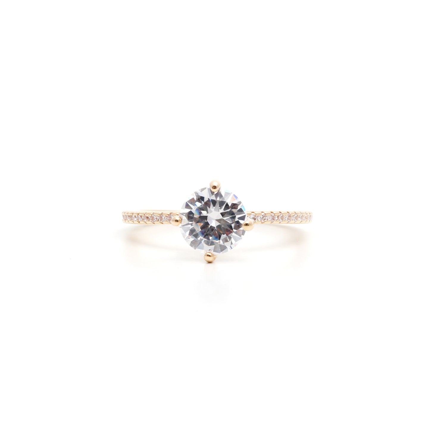 Solitaire ring with white CZ in 18K gold