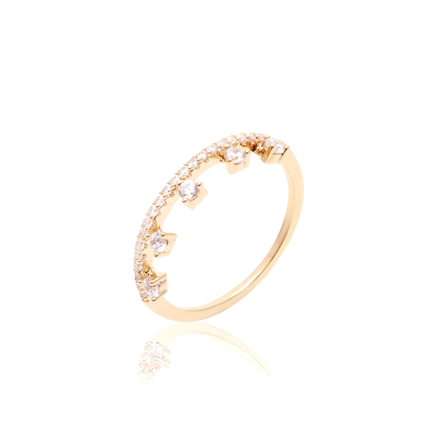 Ring with white zirconia drops in 18K gold