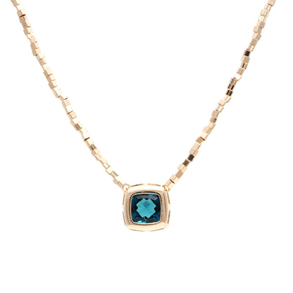 London Blue Crystal Square Pendant Necklace