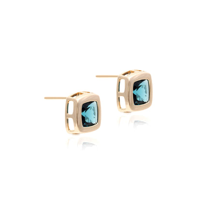 London Blue Crystal Square Earrings