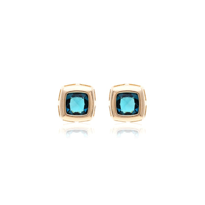 London Blue Crystal Square Earrings