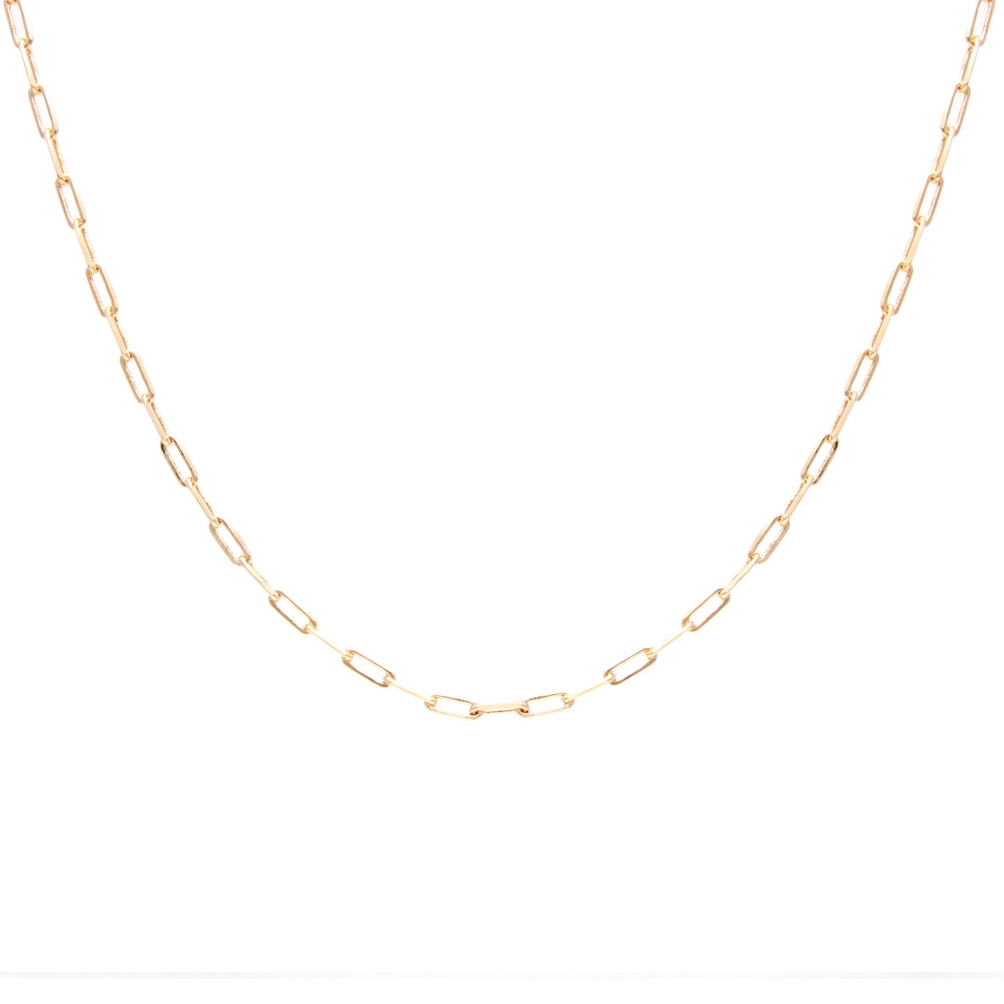18K gold plated chain necklace with small rectangular links