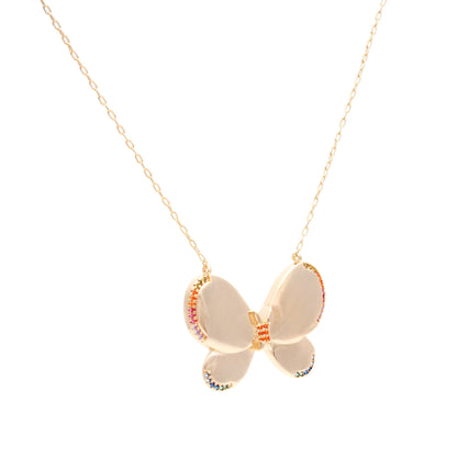 Butterfly Necklace with Colorful Zirconia