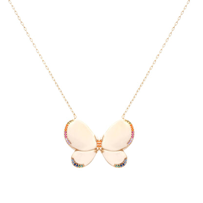 Butterfly Necklace with Colorful Zirconia