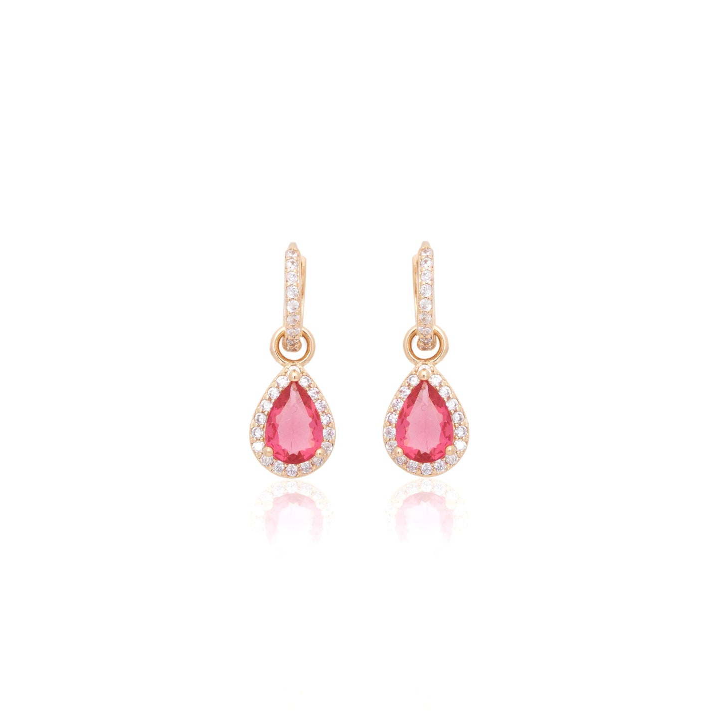 Hoop earring with pink tourmaline drop
