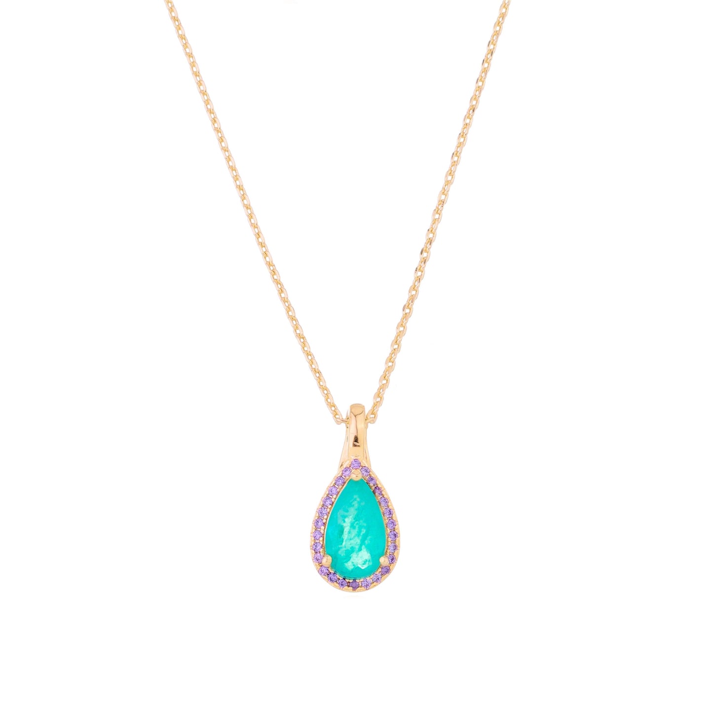 18K gold plated necklace with tourmaline fusion drop