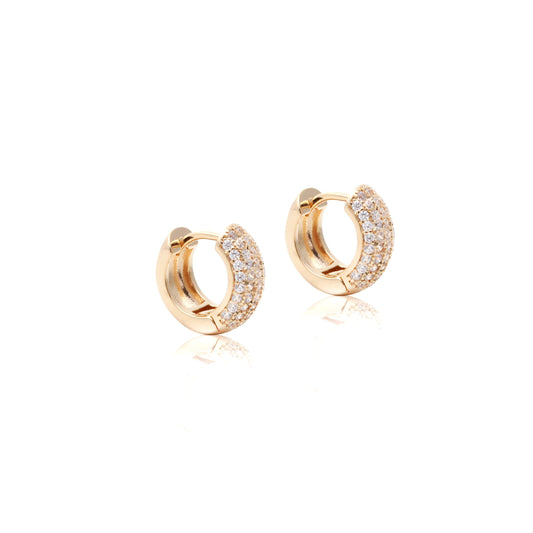18K gold plated hoop earring with 5 lines of white CZ