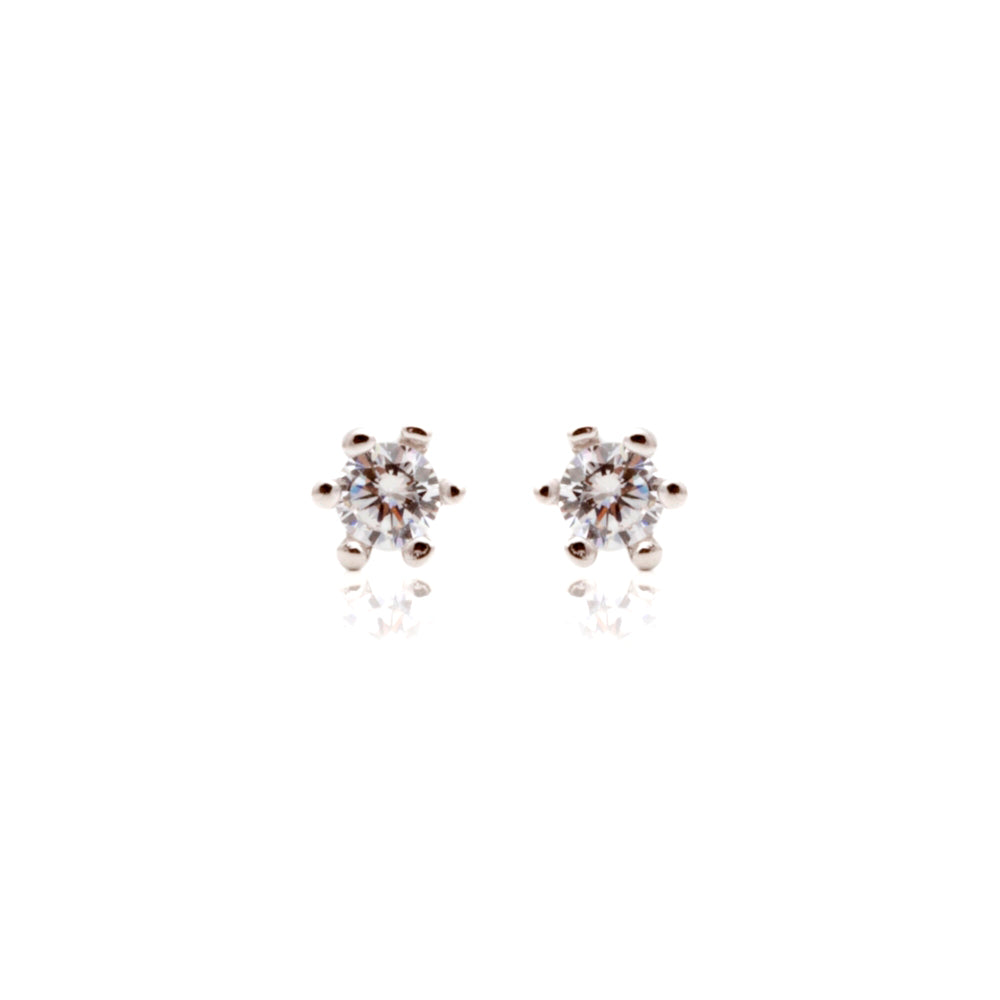 Small 925 sterling silver earrings with zirconia - 2.5MM