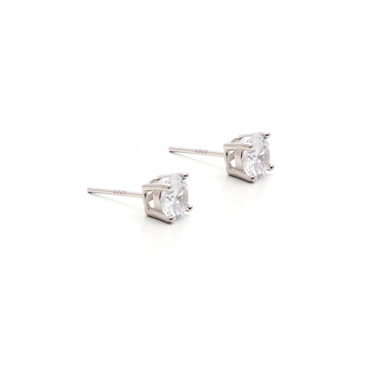 925 sterling silver cubic zirconia stud earrings 6mm