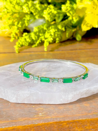 Emerald crystal bracelet in rectangles in 925 sterling silver
