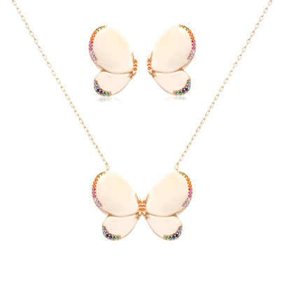 Butterfly Necklace with Colorful Zirconia